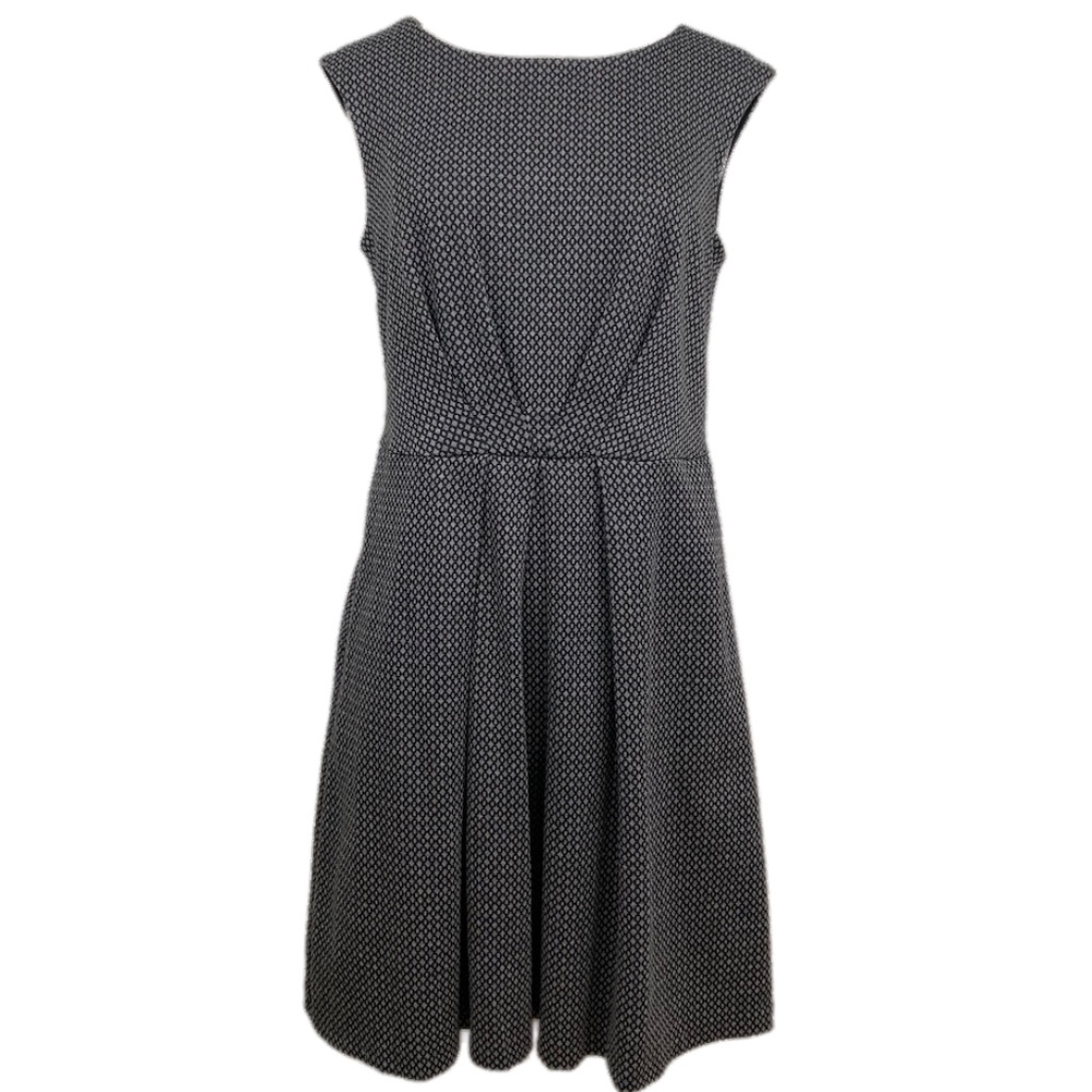 NY & COMPANY Dress Sheath Abstract Knit Retro Sleeveless Gray Black Medium